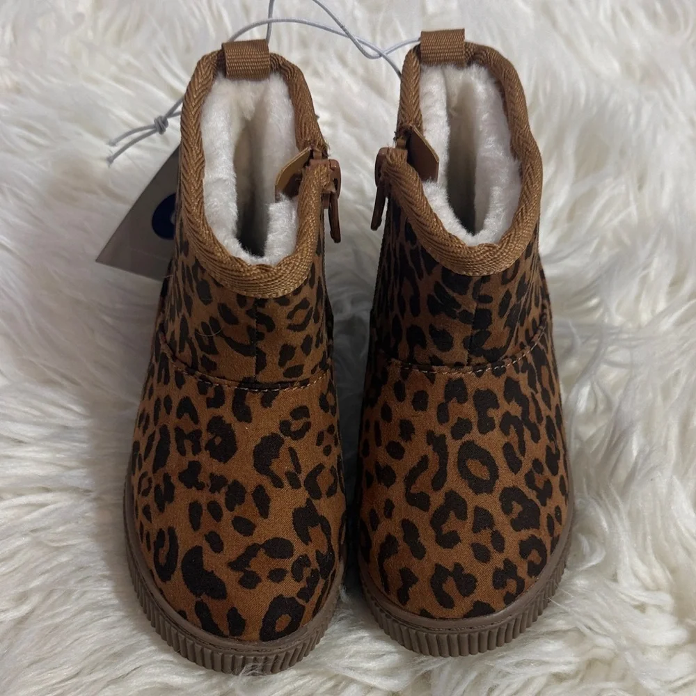 NWT Kids Leopard Print Winter Boots - Brown